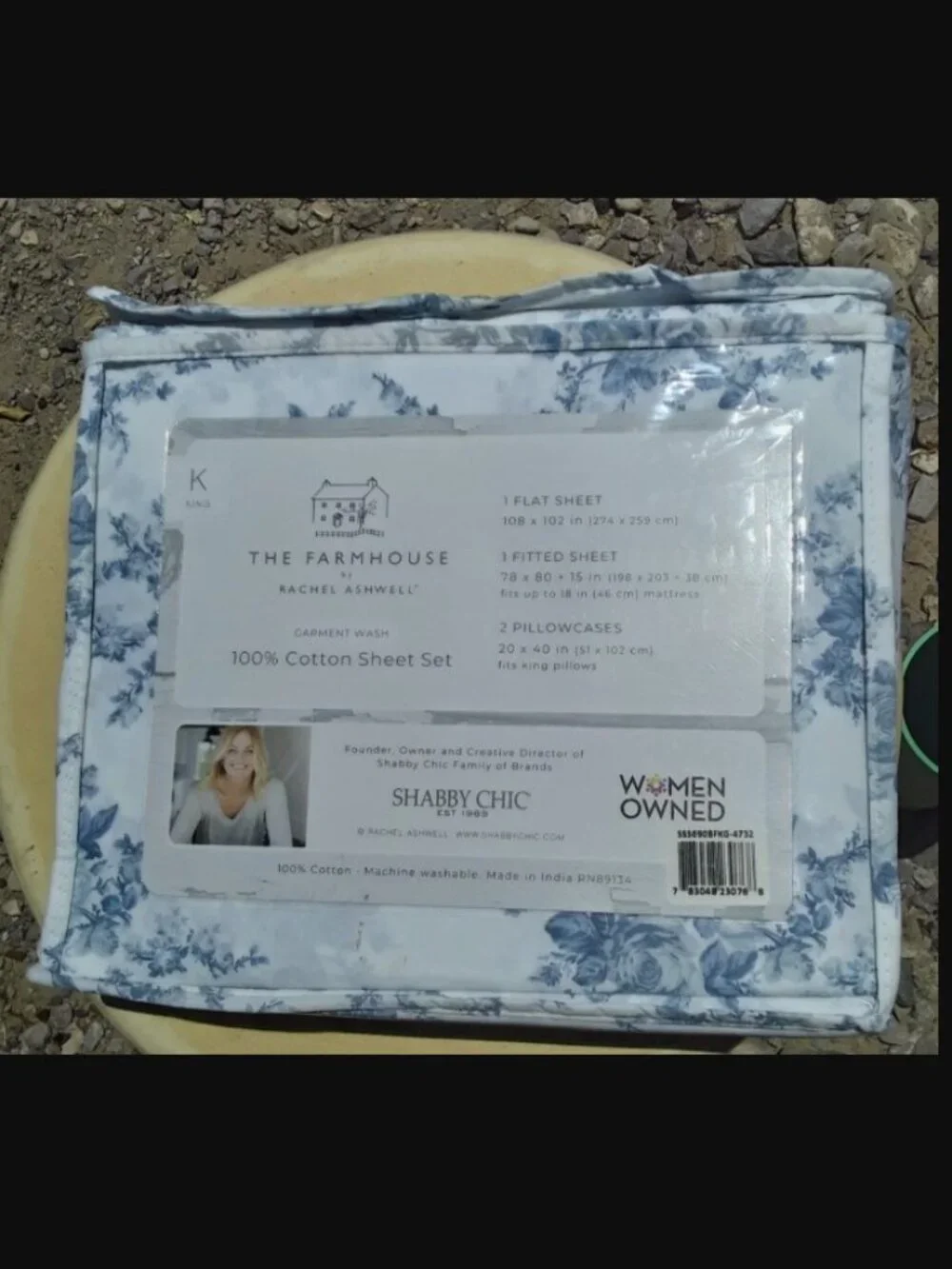 The Farmhouse King Sheet Set by Rachel Ashwell Provance Rose blue BRAND NEW